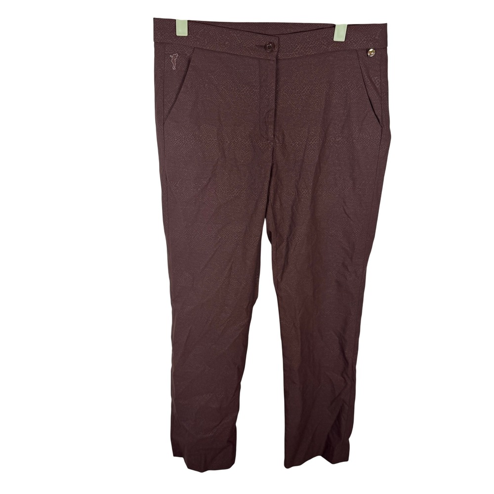 Golfino Golf Pants Womens 8 Brown Snakeskin Texture Stretch Trousers 5260824